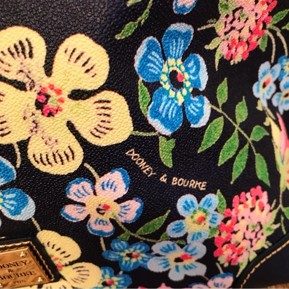 Dooney & Bourke Cottage Garden Ruby Satchel Midnight Blue